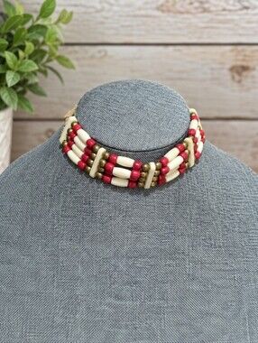 Handcrafted Red and Gold Beaded Bracelet Anklet